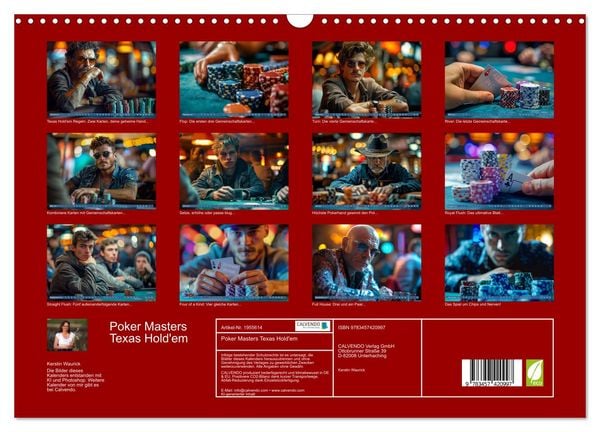 Produktbild: Poker Masters Texas Hold'em (Wandkalender 2026 DIN A3 quer), CALVENDO Monatskalender