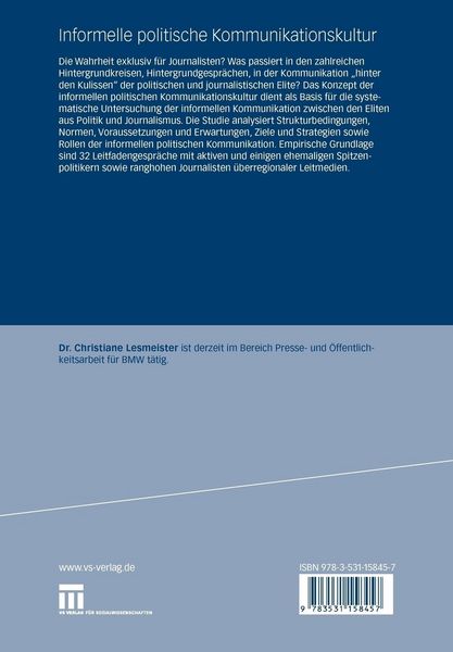 Produktbild: Informelle politische Kommunikationskultur