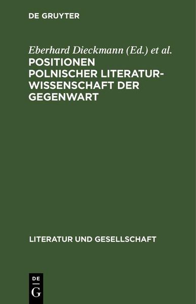 Produktbild: Positionen polnischer Literaturwissenschaft der Gegenwart