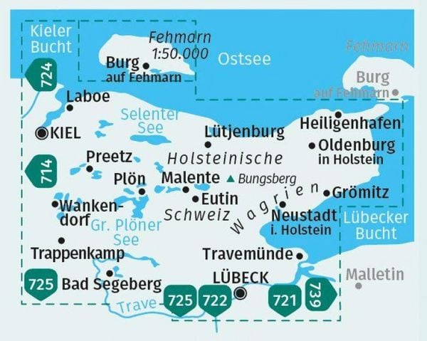 Produktbild: KOMPASS Wanderkarten-Set 740 Holsteinische Schweiz, Fehmarn (2 Karten) 1:40.000