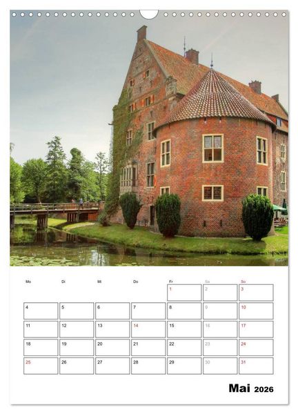 Produktbild: Eindrucksvolle Burgen, malerische Schl&ouml;sser im M&uuml;nsterland (Wandkalender 2026 DIN A3 hoch), CALVENDO Monatskalender