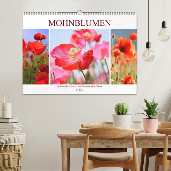 Produktbild: Mohnblumen. Leuchtender Liebreiz auf Wiesen und in G&auml;rten (Wandkalender 2026 DIN A2 quer), CALVENDO Monatskalender