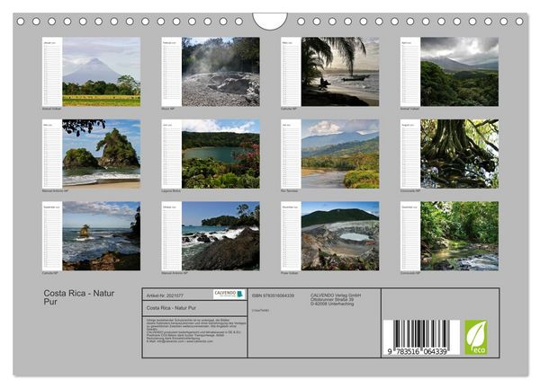 Produktbild: Costa Rica - Natur Pur (Wandkalender 2026 DIN A4 quer), CALVENDO Monatskalender