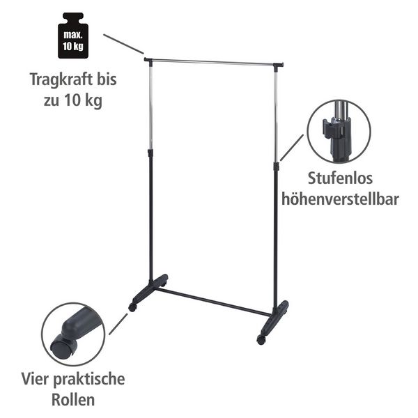 Produktbild: Kleiderst&auml;nder Mod. Mikey, h&ouml;henverstellbar, 4 Rollen