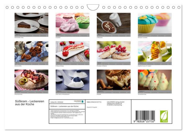 Produktbild: S&uuml;&szlig;kram - Leckereien aus der K&uuml;che (Wandkalender 2026 DIN A4 quer), CALVENDO Monatskalender