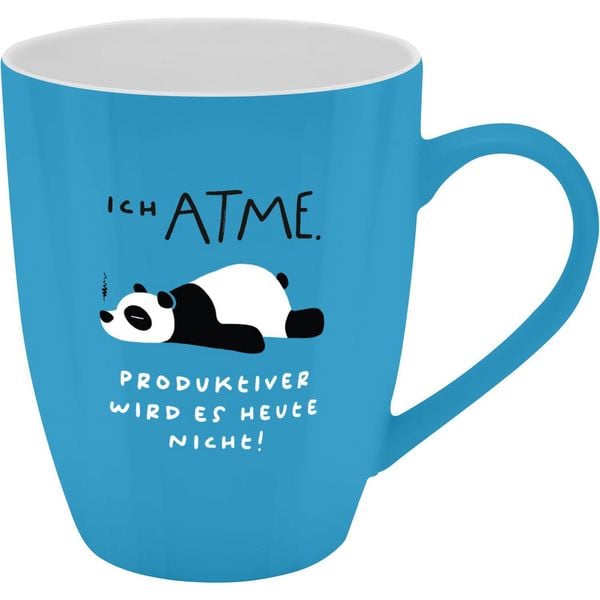Produktbild: Tasse mit Motivdruck "Ich atme. Produktiver wird es heute nicht!", mit Banderole