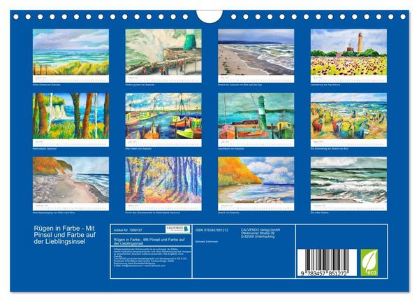Produktbild: R&uuml;gen in Farbe - Mit Pinsel und Farbe auf der Lieblingsinsel (Wandkalender 2026 DIN A4 quer), CALVENDO Monatskalender