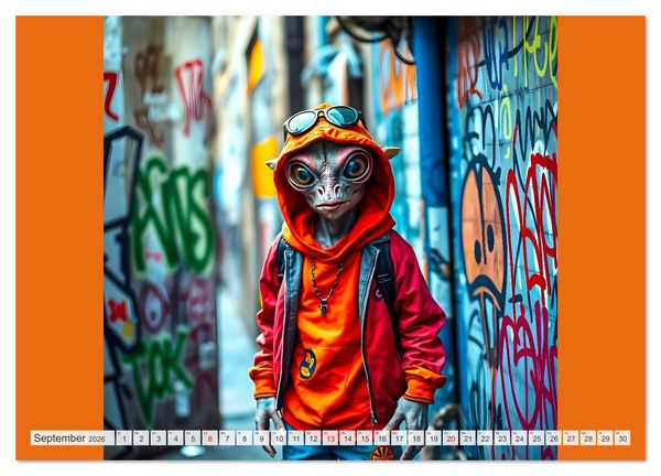 Produktbild: NEONZ - Graffiti trifft Galaxie (hochwertiger Premium Wandkalender 2026 DIN A2 quer), Kunstdruck in Hochglanz