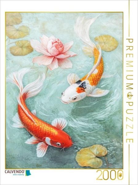 CALVENDO Puzzle Kois in Illustrationen | 2000 Teile Lege-Größe 90 × 67 cm Foto-Puzzle für glückliche Stunden