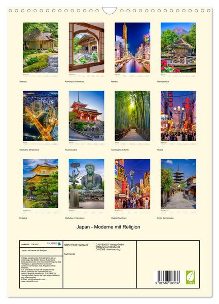 Produktbild: Japan - Moderne mit Religion (Wandkalender 2026 DIN A3 hoch), CALVENDO Monatskalender