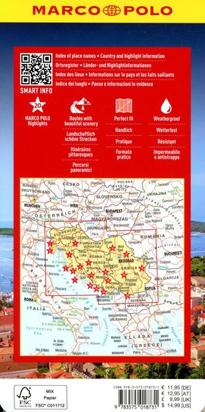 Produktbild: MARCO POLO Reisekarte Kroatien, Serbien, Bosnien und Herzegowina 1:650.000