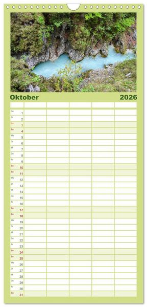 Produktbild: Familienplaner 2026 - Alpenwelten-Zwischen Wetterstein und Karwendel mit 5 Spalten (Wandkalender, 21 x 45 cm) CALVENDO