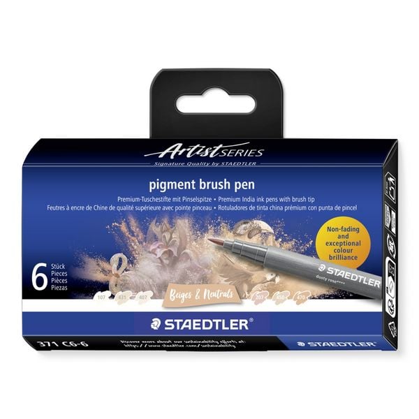 Produktbild: STAEDTLER pigment brush pen Beiges & Neutrals, Pinselspitze, 6er Set
