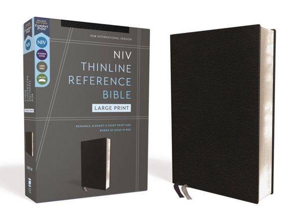 Produktbild: Niv, Thinline Reference Bible (Deep Study at a Portable Size), Large Print, Bonded Leather, Black, Red Letter, Comfort Print