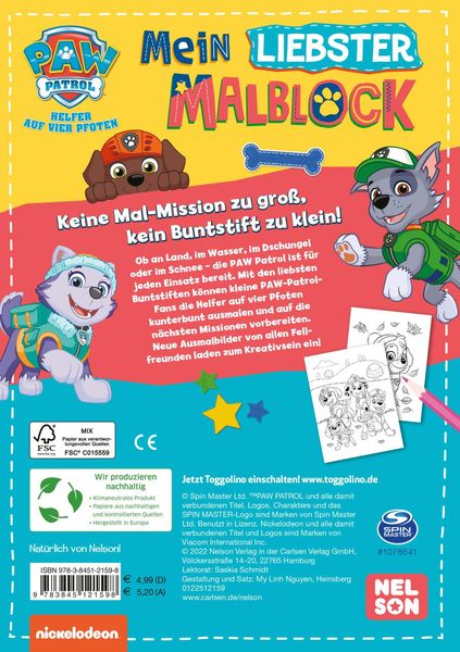 Produktbild: PAW Patrol Kindergartenheft: Mein liebster Malblock