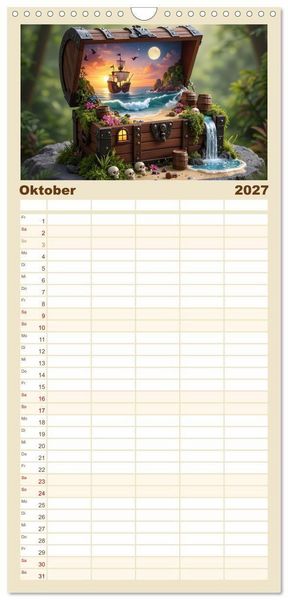 Produktbild: Familienplaner 2027 - Leben in einer Box mit 5 Spalten (Wandkalender, 21 x 45 cm) CALVENDO