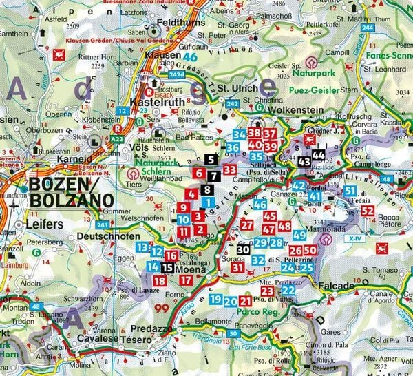 Produktbild: ROTHER Wanderf&uuml;hrer Dolomiten - Fassatal. 52 Touren &ndash; mit Rosengarten, Langkofel, Sella und Marmolada