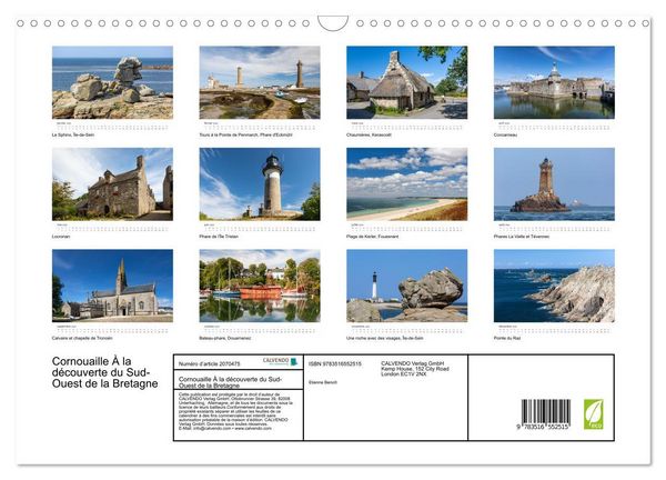 Produktbild: Cornouaille &Agrave; la d&eacute;couverte du Sud-Ouest de la Bretagne (Calendrier mural 2026 DIN A3 vertical), CALVENDO calendrier mensuel