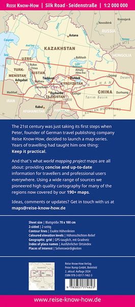 Produktbild: Reise Know-How Landkarte Seidenstra&szlig;e / Silk Road (1:2&nbsp;000&nbsp;000): Durch Zentralasien nach China / To China through Central Asia