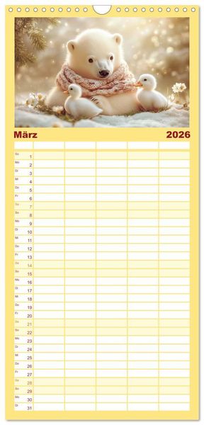 Produktbild: Familienplaner 2026 - Kleiner Eisb&auml;r und die gro&szlig;e Welt mit 5 Spalten (Wandkalender, 21 x 45 cm) CALVENDO