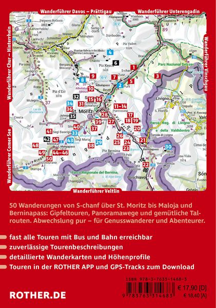 Produktbild: ROTHER Wanderf&uuml;hrer Oberengadin. 50 Touren im Engadin rund um St. Moritz, Zuoz, Pontresina und Maloja