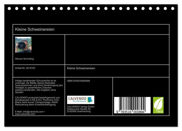 Produktbild: Kleine Schweinereien (Tischkalender 2026 DIN A5 quer), CALVENDO Monatskalender