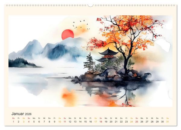 Produktbild: Japan - die Farben der Tradition (Wandkalender 2026 DIN A2 quer), CALVENDO Monatskalender