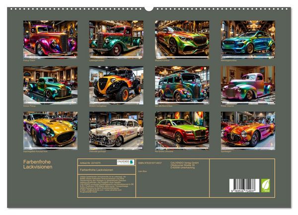 Produktbild: Farbenfrohe Lackvisionen (hochwertiger Premium Wandkalender 2026 DIN A2 quer), Kunstdruck in Hochglanz