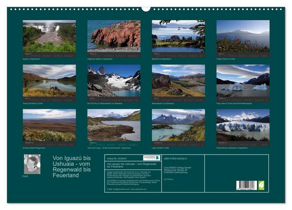 Produktbild: Von Iguaz&uacute; bis Ushuaia - vom Regenwald bis Feuerland (Wandkalender 2026 DIN A2 quer), CALVENDO Monatskalender