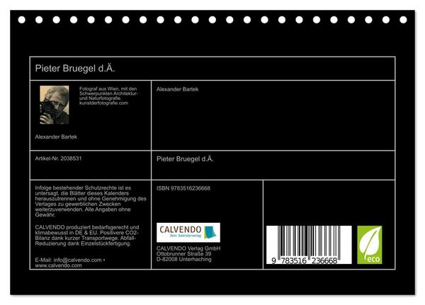 Produktbild: Pieter Bruegel d.&Auml;. (Tischkalender 2026 DIN A5 quer), CALVENDO Monatskalender