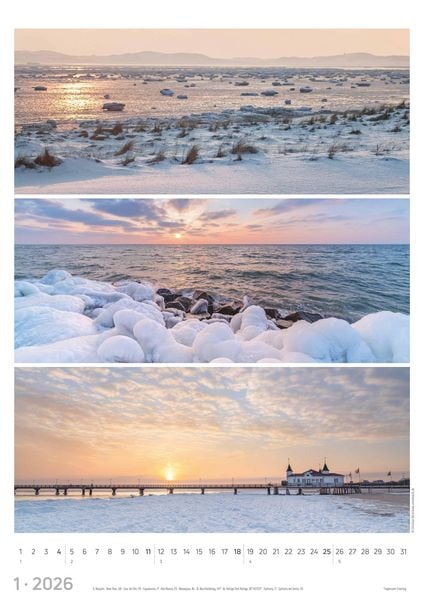 Produktbild: Strandgeflüster - Momente am Meer 2026 - Bildkalender A3 (29,7x42 cm) - mit Feiertagen - Triplets - drei Bilder pro Monat - Naturkalender - Wandplaner