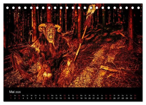 Produktbild: Perchten und Krampusse im Voralpenland (Tischkalender 2026 DIN A5 quer), CALVENDO Monatskalender