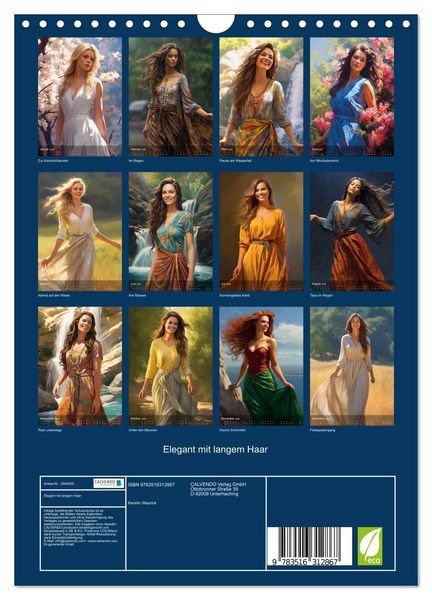 Produktbild: Elegant mit langem Haar (Wandkalender 2026 DIN A4 hoch), CALVENDO Monatskalender