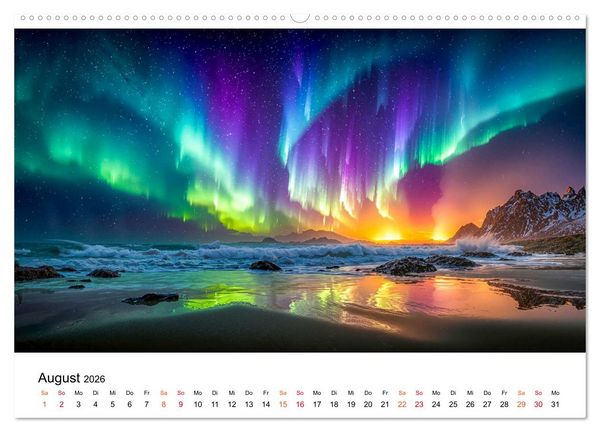 Produktbild: Aurora Borealis - Polarlicht Nordlicht (hochwertiger Premium Wandkalender 2026 DIN A2 quer), Kunstdruck in Hochglanz