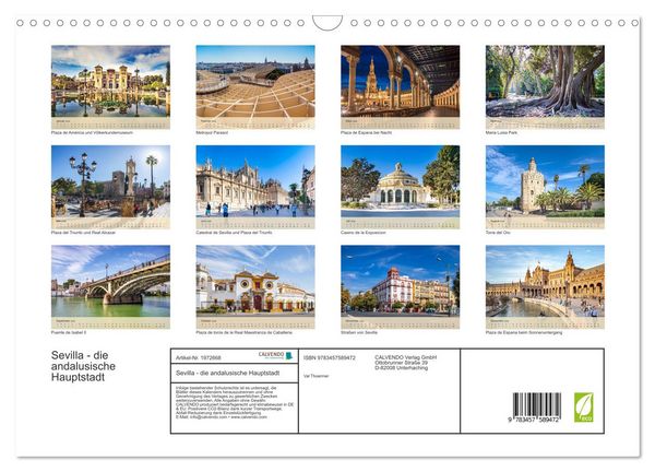 Produktbild: Sevilla - die andalusische Hauptstadt (Wandkalender 2026 DIN A3 quer), CALVENDO Monatskalender