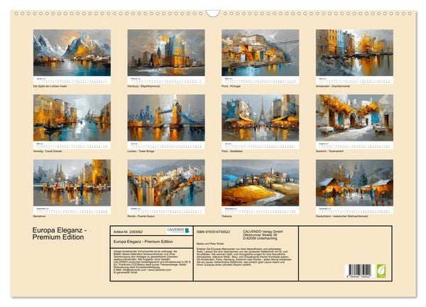 Produktbild: Europa Eleganz - Premium Edition (Wandkalender 2027 DIN A2 quer), CALVENDO Monatskalender