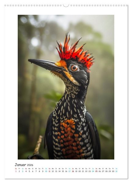 Produktbild: Exotische Sch&ouml;nheiten - pr&auml;chtig bunte V&ouml;gel (Wandkalender 2026 DIN A2 hoch), CALVENDO Monatskalender