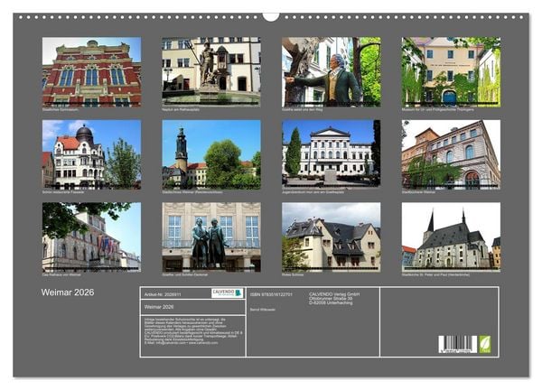 Produktbild: Weimar 2026 (Wandkalender 2026 DIN A2 quer), CALVENDO Monatskalender