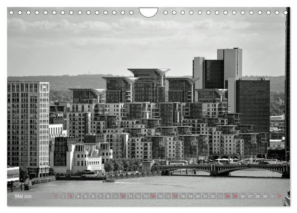 Produktbild: London in Schwarz-Wei&szlig; (Wandkalender 2026 DIN A4 quer), CALVENDO Monatskalender