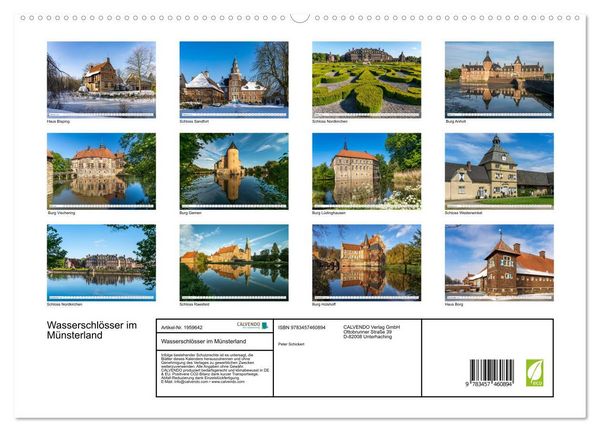 Produktbild: Wasserschl&ouml;sser im M&uuml;nsterland (hochwertiger Premium Wandkalender 2026 DIN A2 quer), Kunstdruck in Hochglanz