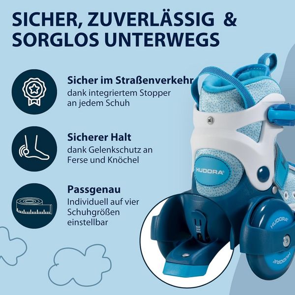 Produktbild: HUDORA 22063 - Rollschuh My First Quad, cyan, Gr. 26-29