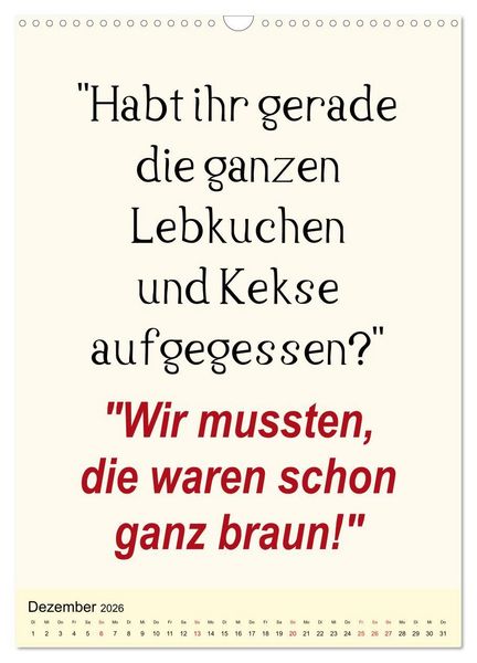 Produktbild: Spr&uuml;che-Kalender. Lustiges f&uuml;r die Familie! (Wandkalender 2026 DIN A3 hoch), CALVENDO Monatskalender