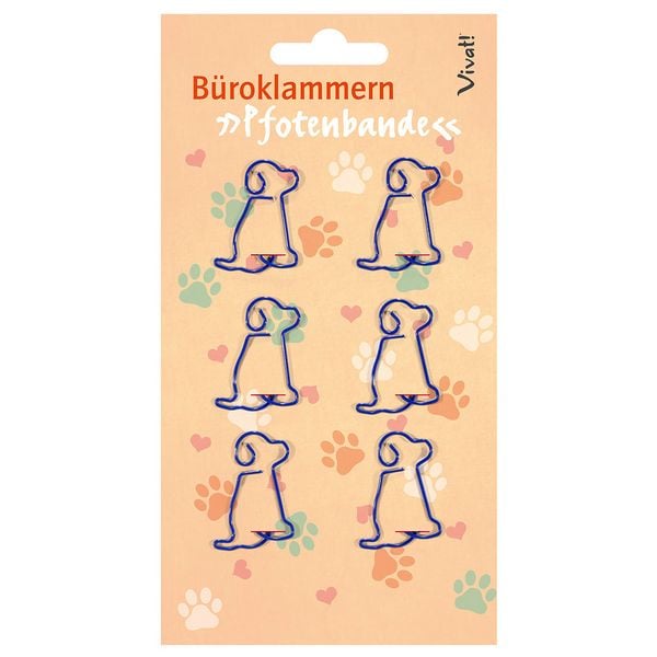 Produktbild: 6er-Set B&uuml;roklammern &raquo;Pfotenbande&laquo;
