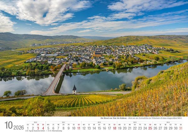 Produktbild: Mosel von Trier bis Koblenz 2026 Bildkalender A4 quer, spiralgebunden