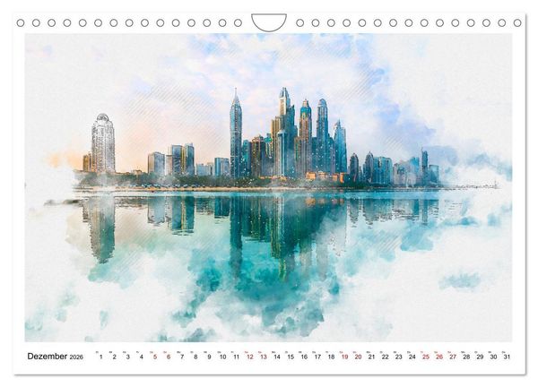 Produktbild: Dubai - Impressionen in Aquarell (Wandkalender 2026 DIN A4 quer), CALVENDO Monatskalender