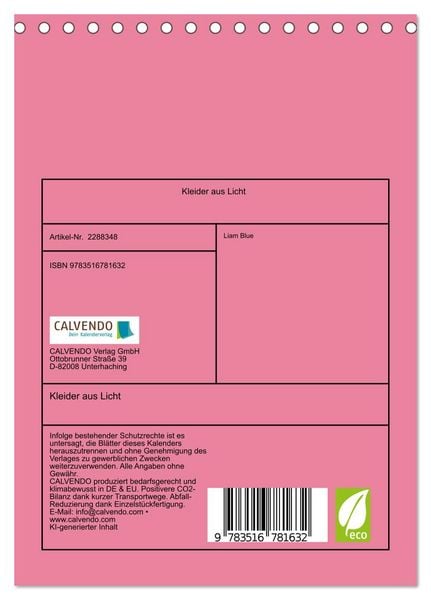Produktbild: Kleider aus Licht (Tischkalender 2027 DIN A5 hoch), CALVENDO Monatskalender