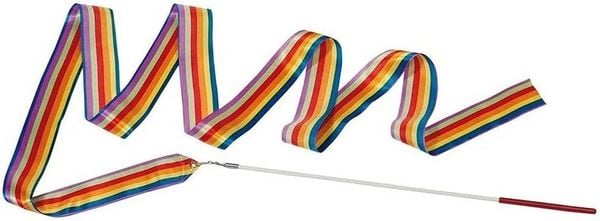 Goki 15353 - Regenbogen Gymnastikband, bunt-gestreift, Kunststoff/Nylon, Band: 2m