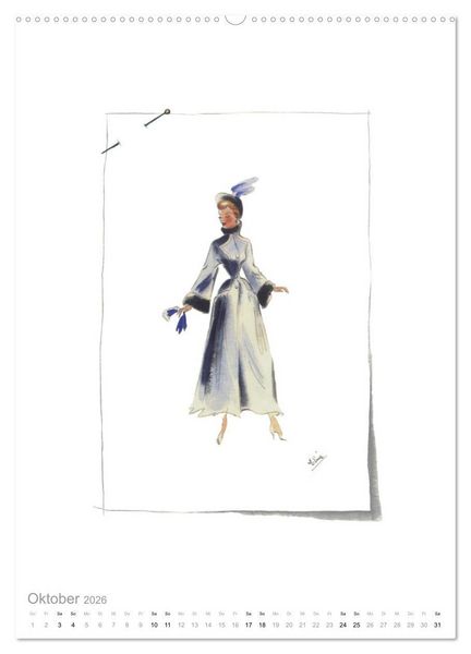 Produktbild: FIGURINEN 2026 - Modedesign von 1949 - Zeichnungen von Elina Ruffinengo (hochwertiger Premium Wandkalender 2026 DIN A2 hoch), Kunstdruck in Hochglanz