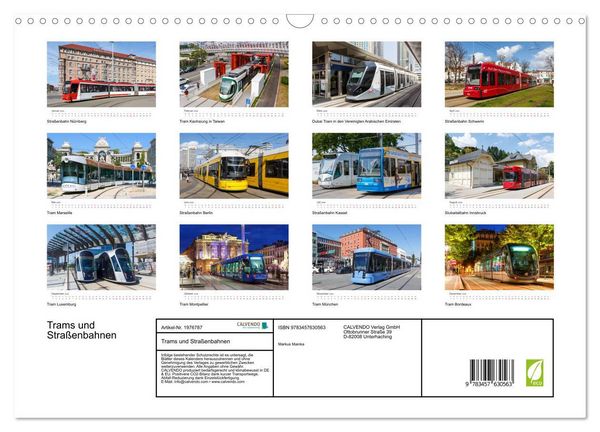 Produktbild: Trams und Stra&szlig;enbahnen (Wandkalender 2026 DIN A3 quer), CALVENDO Monatskalender