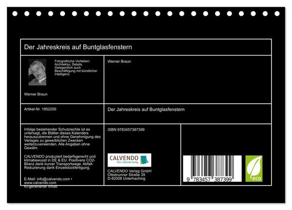 Produktbild: Der Jahreskreis auf Buntglasfenstern (Tischkalender 2026 DIN A5 quer), CALVENDO Monatskalender